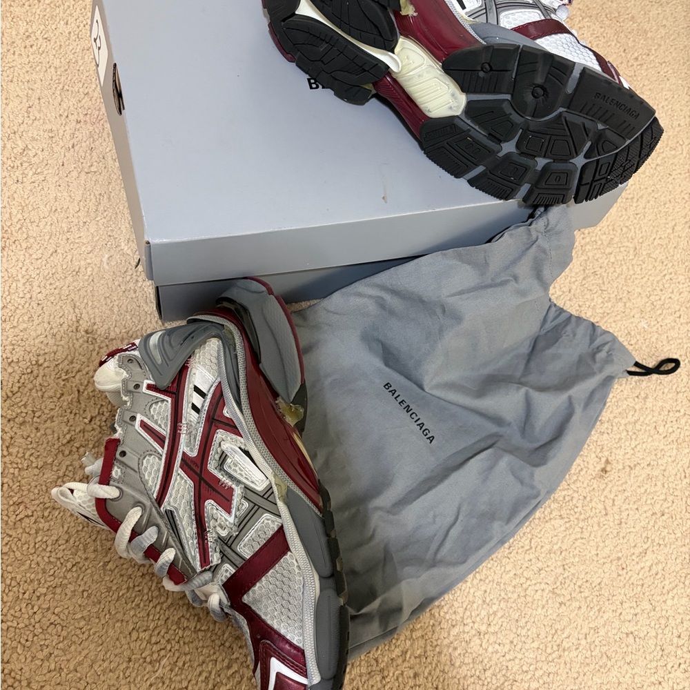 Balenciaga Burgundy and White Sneakers - Picture 3 of 10